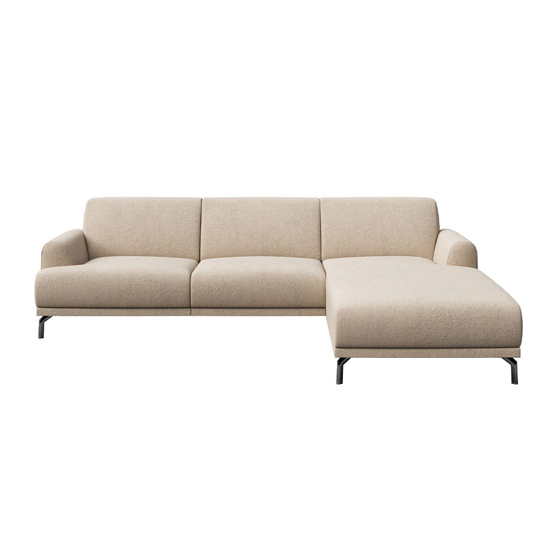 Puzo Right Corner Sofa Beige in Boucla Fabric